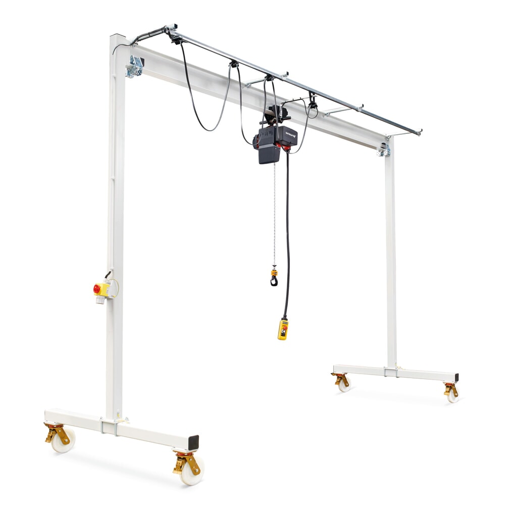 Produktabbildung: VETTER® Portalkran inkl. LIFTKET Elektrokettenzug mit Handschiebefahrwerk, verfahrbar, Lichte Breite 3 m, TK 250 kg