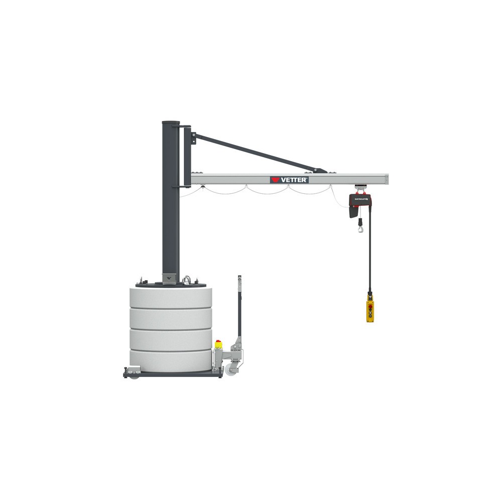 Produktabbildung: VETTER® Schwenkkran inkl. LIFTKET Elektrokettenzug, Schwenkbereich 270°, Ausladung 2.900 mm, TK 125 kg