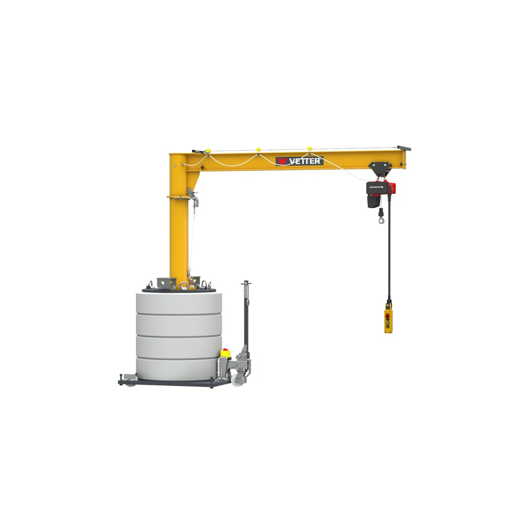 VETTER® Schwenkkran inkl. LIFTKET Elektrokettenzug, mobile Ausführung, Schwenkbereich 360°, Ausladung 3.000 mm, TK 125 kg Produktabbildung Nr. 3: VETTER® Schwenkkran inkl. LIFTKET Elektrokettenzug, mobile Ausführung, Schwenkbereich 360°, Ausladung 3.000 mm, TK 125 kg