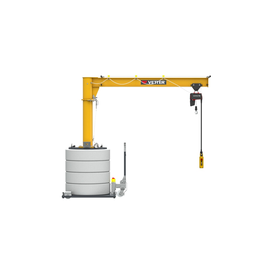 Produktabbildung Nr. 1: VETTER® Schwenkkran inkl. LIFTKET Elektrokettenzug, mobile Ausführung, Schwenkbereich 360°, Ausladung 3.000 mm, TK 125 kg