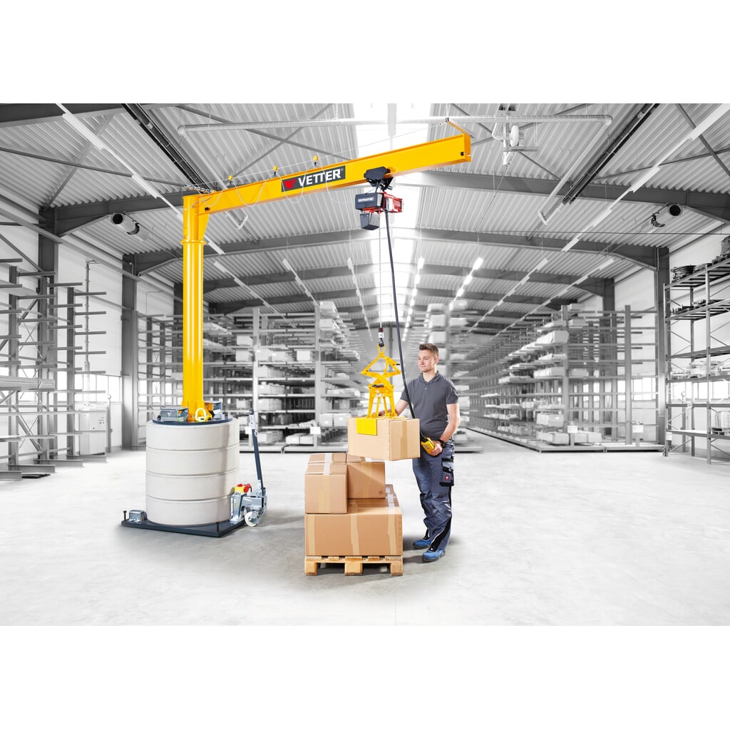 Produktabbildung Nr. 4: VETTER® Schwenkkran inkl. LIFTKET Elektrokettenzug, mobile Ausführung, Schwenkbereich 360°, Ausladung 3.000 mm, TK 125 kg