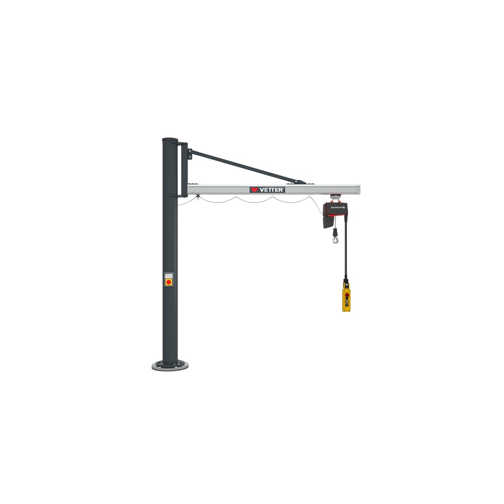 Produktabbildung: VETTER® Schwenkkran inkl. LIFTKET Elektrokettenzug, Säulenausführung, Ausladung 2.900 mm, TK 125 kg