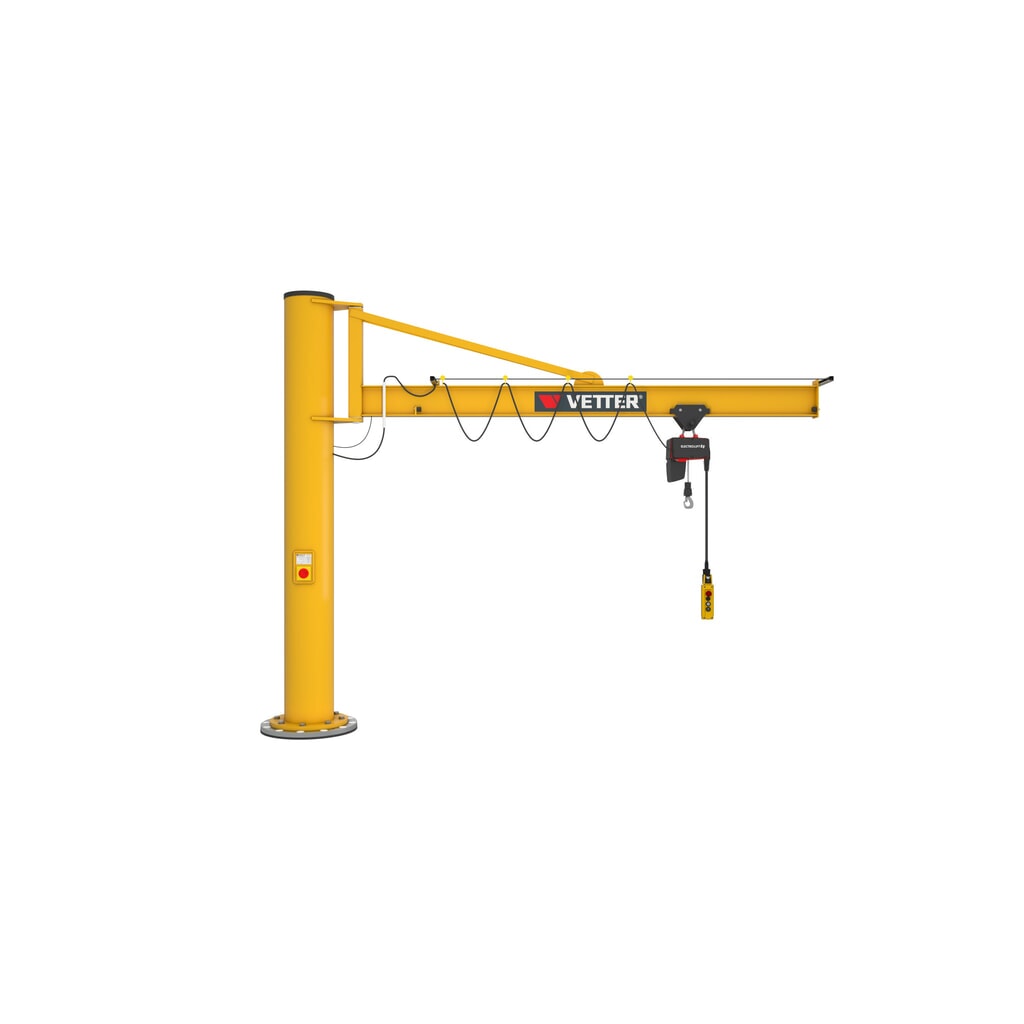 Produktabbildung: VETTER® Schwenkkran inkl. LIFTKET Elektrokettenzug, Säulenausführung mit Abspannung, inkl. Befestigungsmaterial, Ausladung 3.000 mm, TK 125 kg