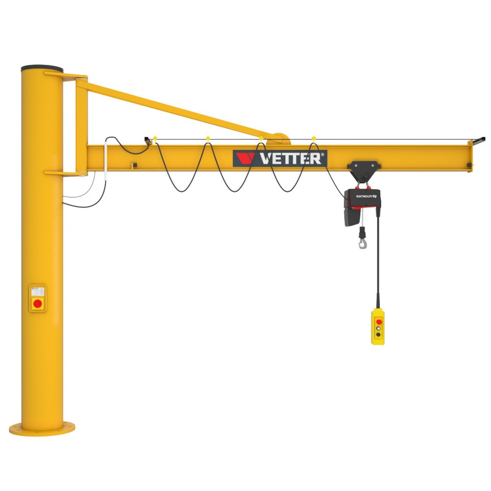 VETTER® Schwenkkran inkl. LIFTKET Elektrokettenzug, Säulenausführung mit Abspannung, inkl. Befestigungsmaterial