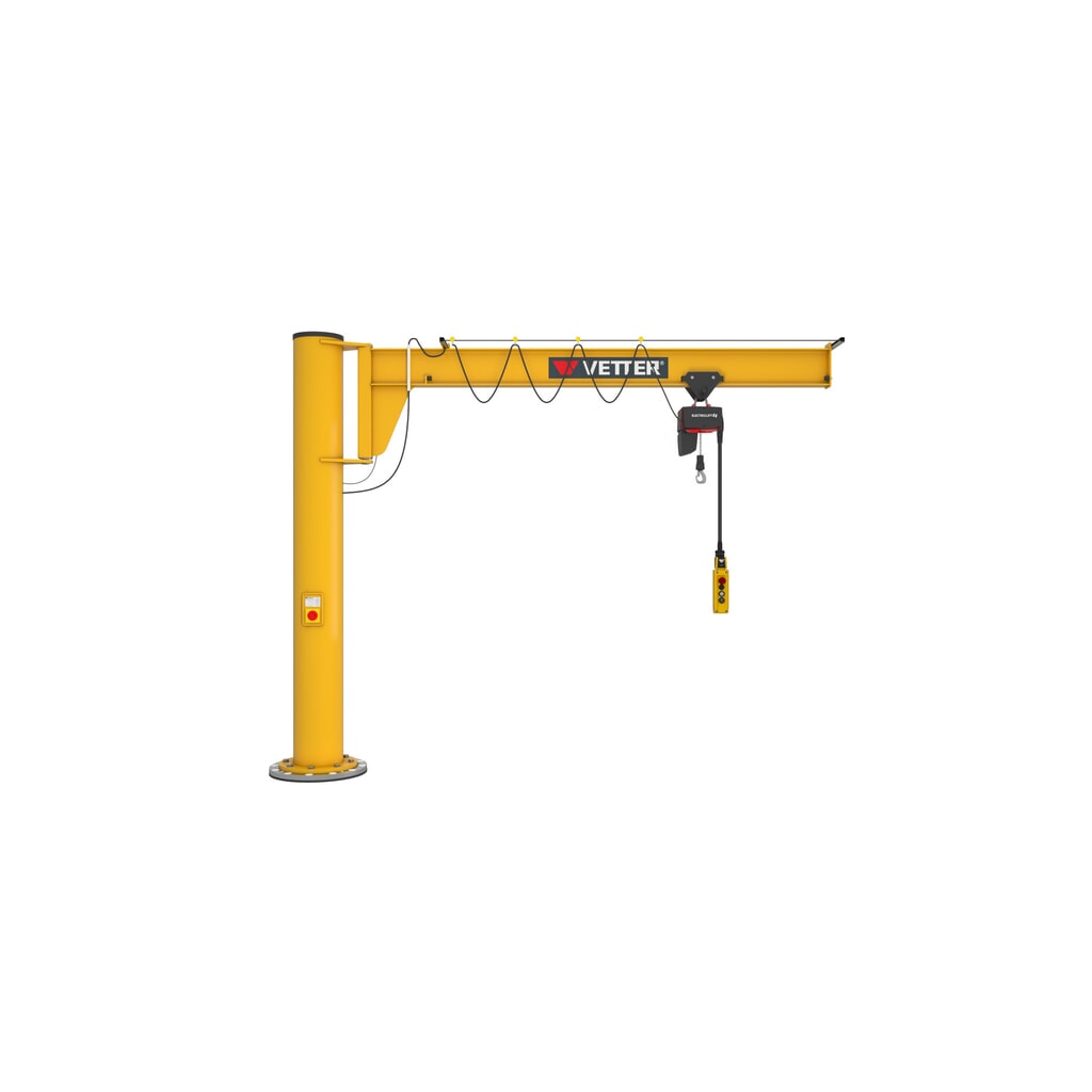 VETTER® Schwenkkran inkl. LIFTKET Elektrokettenzug, Säulenausführung, niedrigbauend, inkl. Befestigungsmaterial, Ausladung 3.000 mm, TK 125 kg Produktabbildung Nr. 1: VETTER® Schwenkkran inkl. LIFTKET Elektrokettenzug, Säulenausführung, niedrigbauend, inkl. Befestigungsmaterial, Ausladung 3.000 mm, TK 125 kg