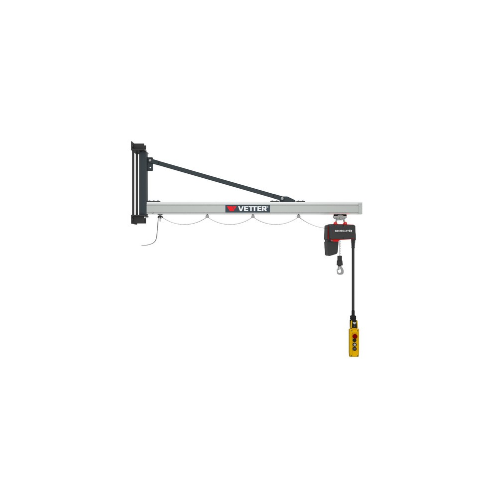 Produktabbildung: VETTER® Schwenkkran inkl. LIFTKET Elektrokettenzug, Wandausführung, Ausladung 3.900 mm, TK 250 kg