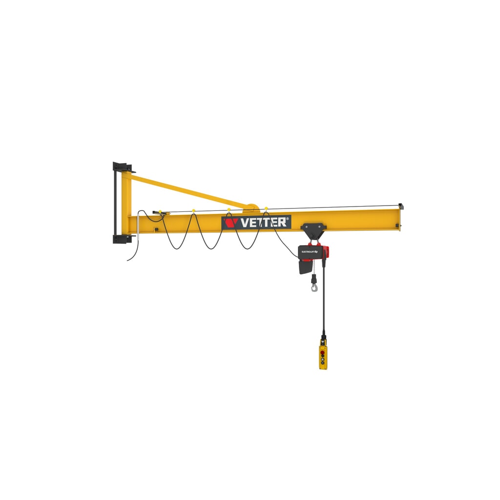 Produktabbildung Nr. 3: VETTER® Schwenkkran inkl. LIFTKET Elektrokettenzug, Wandausführung mit Abspannung, Ausladung 3.000 mm, TK 125 kg