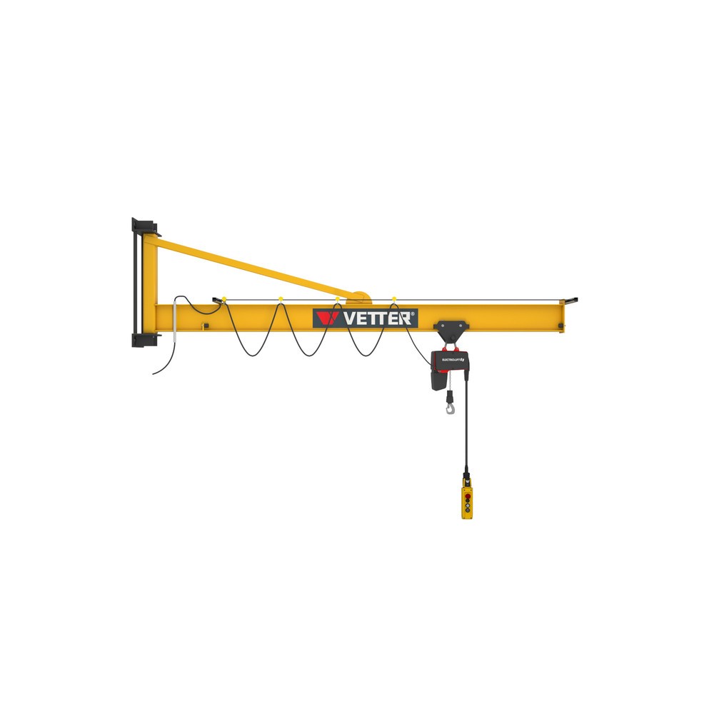 Produktabbildung: VETTER® Schwenkkran inkl. LIFTKET Elektrokettenzug, Wandausführung mit Abspannung, Ausladung 3.000 mm, TK 125 kg