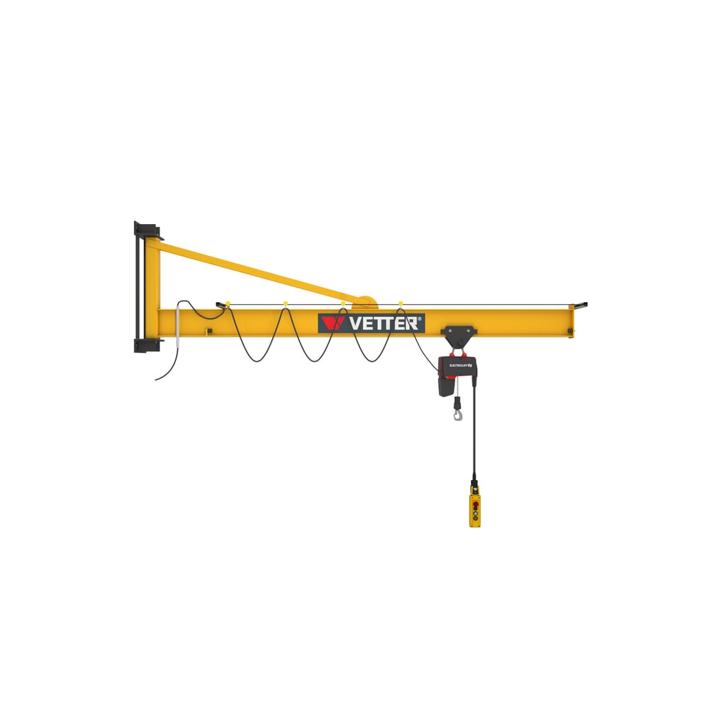 VETTER® Schwenkkran inkl. LIFTKET Elektrokettenzug, Wandausführung mit Abspannung, Ausladung 3.000 mm, TK 125 kg Produktabbildung Nr. 1: VETTER® Schwenkkran inkl. LIFTKET Elektrokettenzug, Wandausführung mit Abspannung, Ausladung 3.000 mm, TK 125 kg