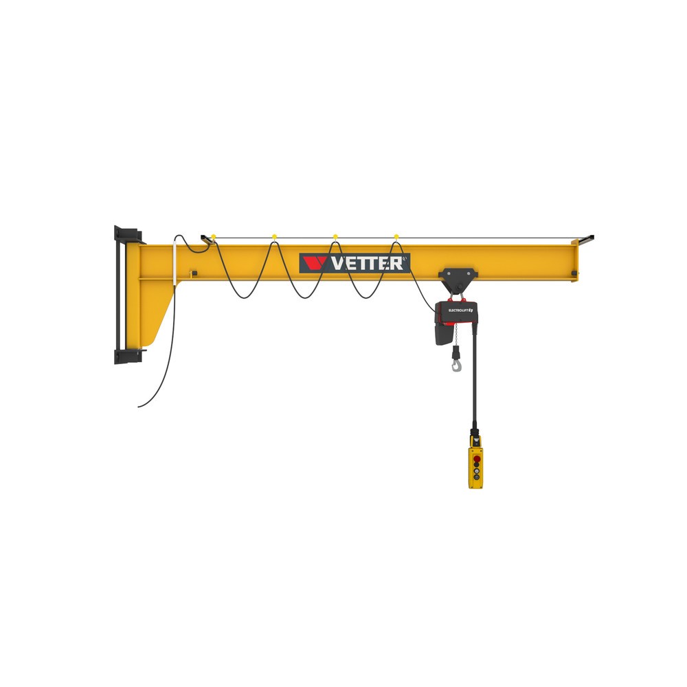 Produktabbildung: VETTER® Schwenkkran inkl. LIFTKET Elektrokettenzug, Wandausführung, niedrigbauend, Ausladung 3.000 mm, TK 125 kg
