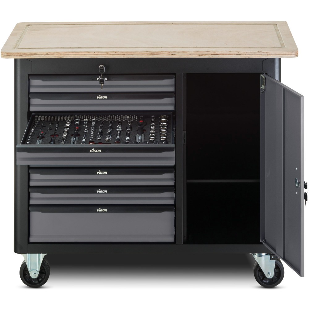 Produktabbildung Nr. 2: VIGOR® Werkbank1000, leer, 8 Schubladen + 1 Schrank