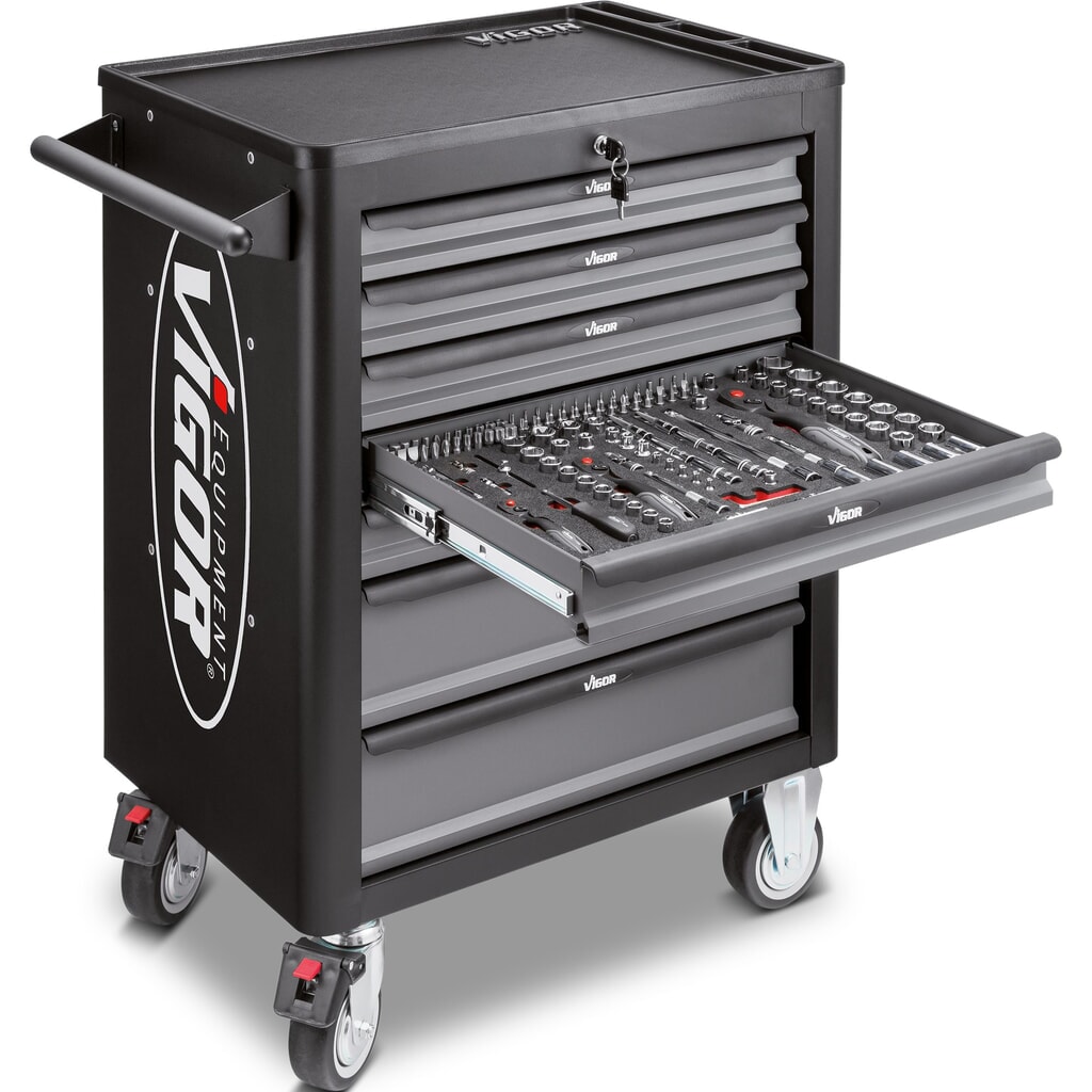 VIGOR® Werkzeugwagen 1000, 7 Schubladen, leer Produktabbildung: VIGOR® Werkzeugwagen 1000, 7 Schubladen, leer