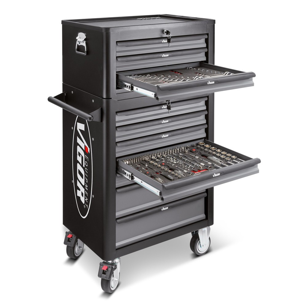 Produktabbildung Nr. 1: VIGOR® Werkzeugwagen 1000, 7 + 3 Schubladen + Aufsatzkoffer, leer