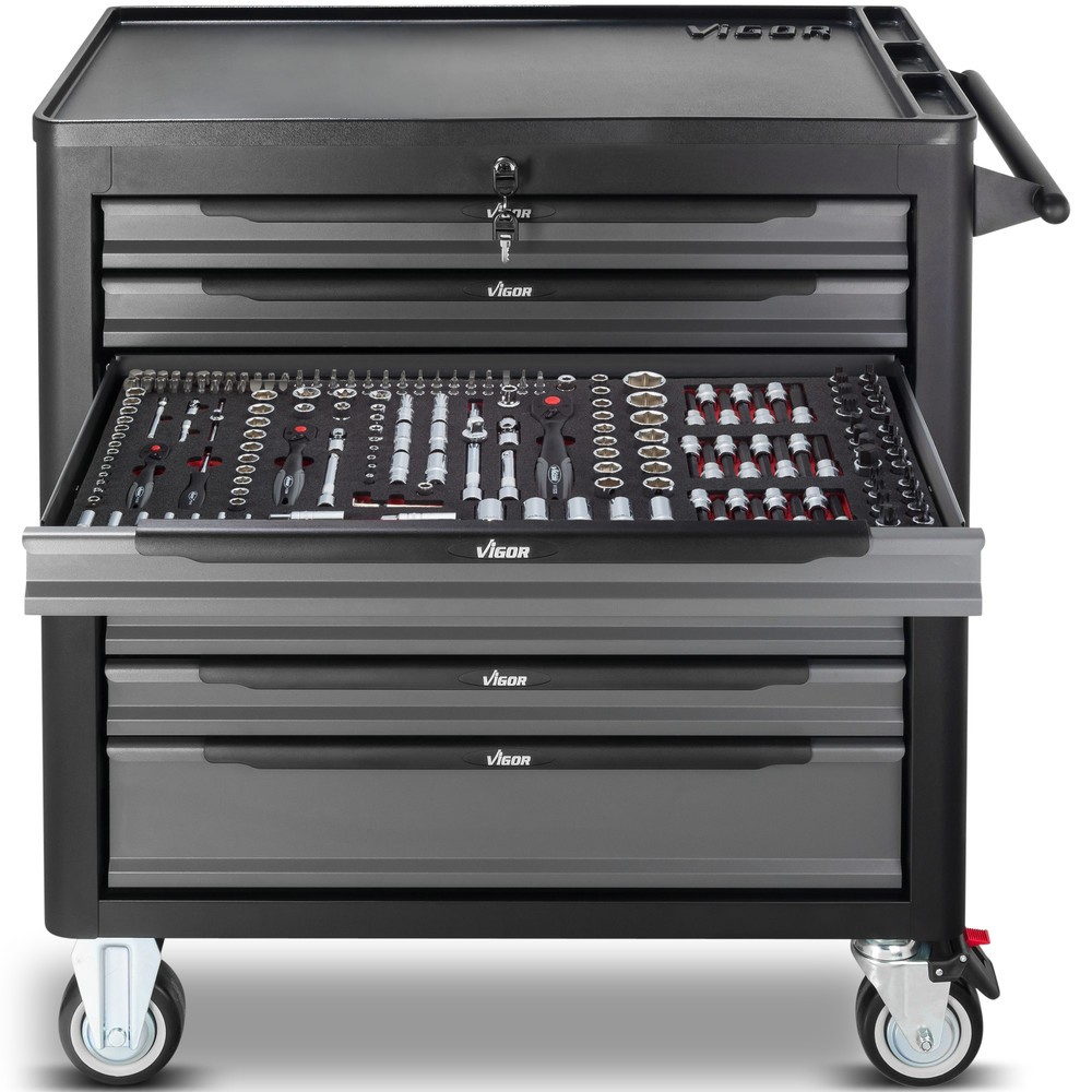 Produktabbildung Nr. 2: VIGOR® Werkzeugwagen 1000 XL, 8 Schubladen, inkl. 375-teiligem Werkzeugsortiment