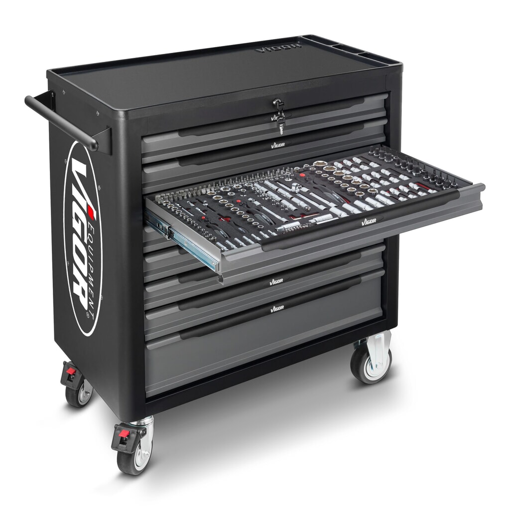 Produktabbildung: VIGOR® Werkzeugwagen 1000 XL, 8 Schubladen, leer