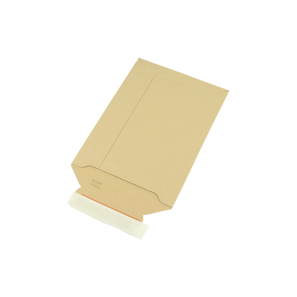 Vollpapp-Versandtasche, 175x250mm, A5, 450g/qm, mit SK-Verschluss, 1 VE = 100 Stk Produktabbildung Nr. 1: Vollpapp-Versandtasche, 175x250mm, A5, 450g/qm, mit SK-Verschluss, 1 VE = 100 Stk