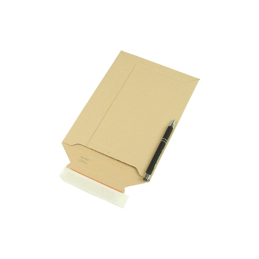 Vollpapp-Versandtasche, 175x250mm, A5, 450g/qm, mit SK-Verschluss, 1 VE = 100 Stk Produktabbildung Nr. 2: Vollpapp-Versandtasche, 175x250mm, A5, 450g/qm, mit SK-Verschluss, 1 VE = 100 Stk