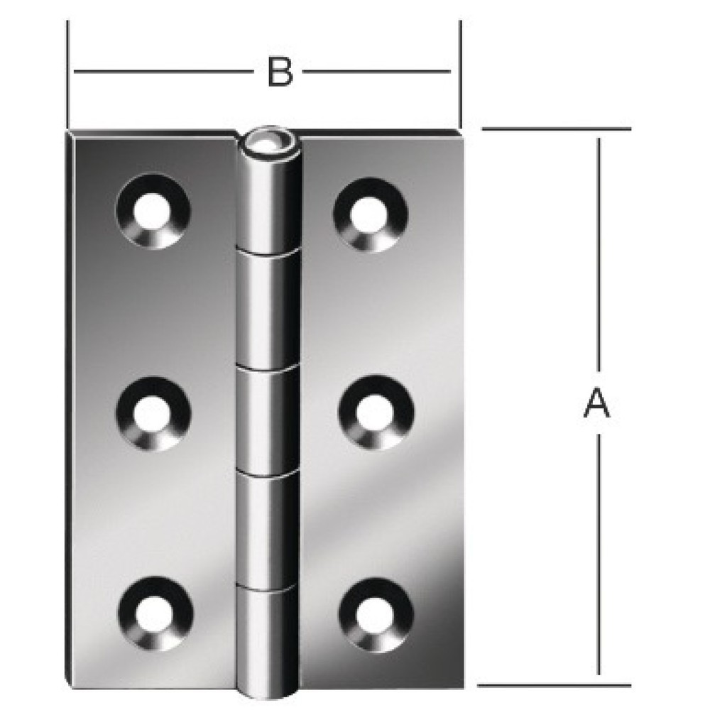 Produktabbildung: VORMANN Scharnier 10502, Stärke 1,5 mm Edelstahl, Höhe 80 mm Breite 58 mm, gerollt, halbbreit