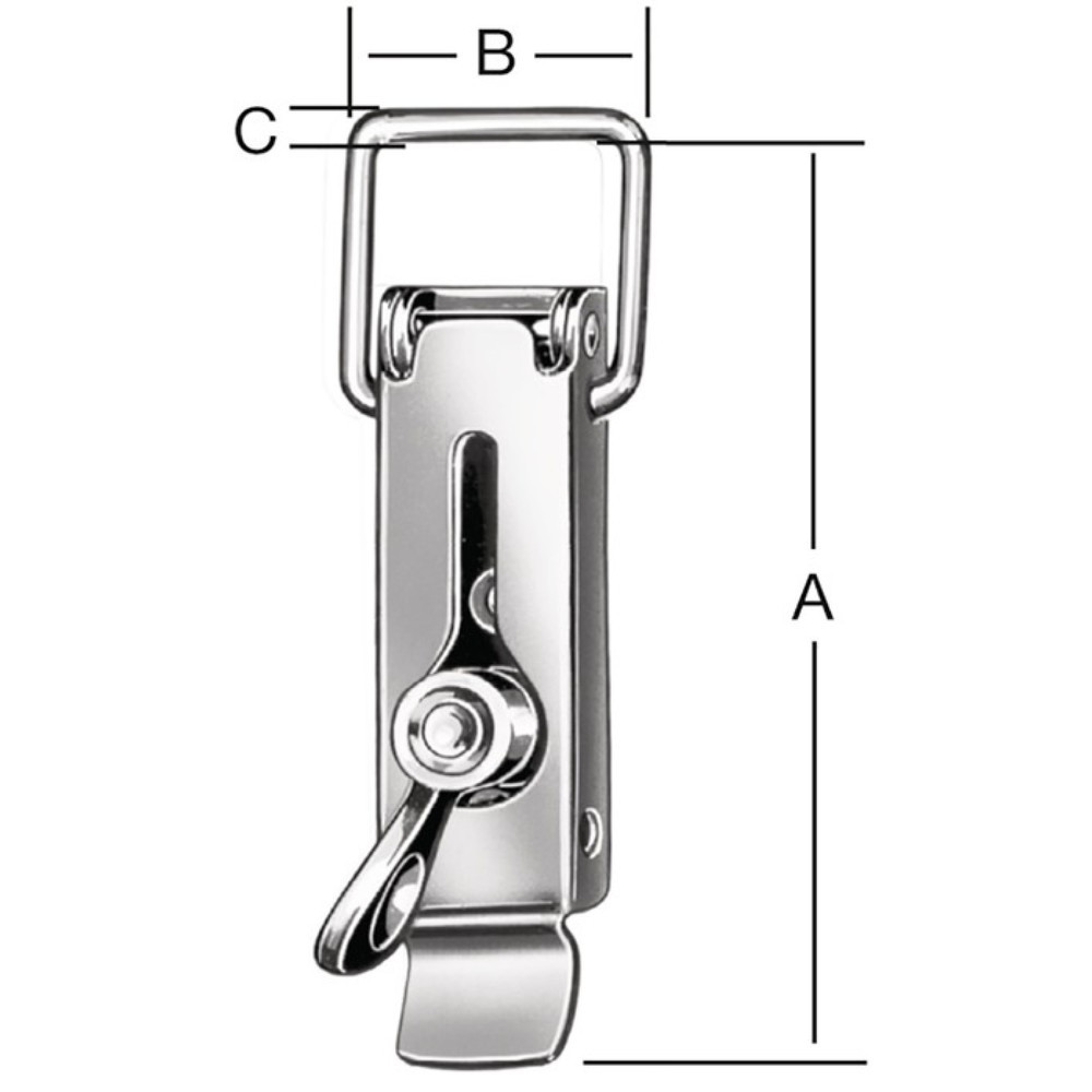 Produktabbildung: VORMANN Spannverschluss, Stahl blau verzinkt, Höhe 110 mm Breite 37 mm, mit Plombiermöglichkeit
