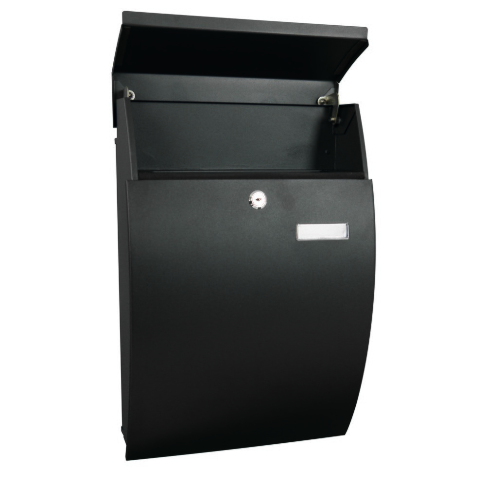 Produktabbildung Nr. 2: Wand-Briefkasten Geronan, aus verzinktem Stahl, mit Zylinderschloss, mattschwarz