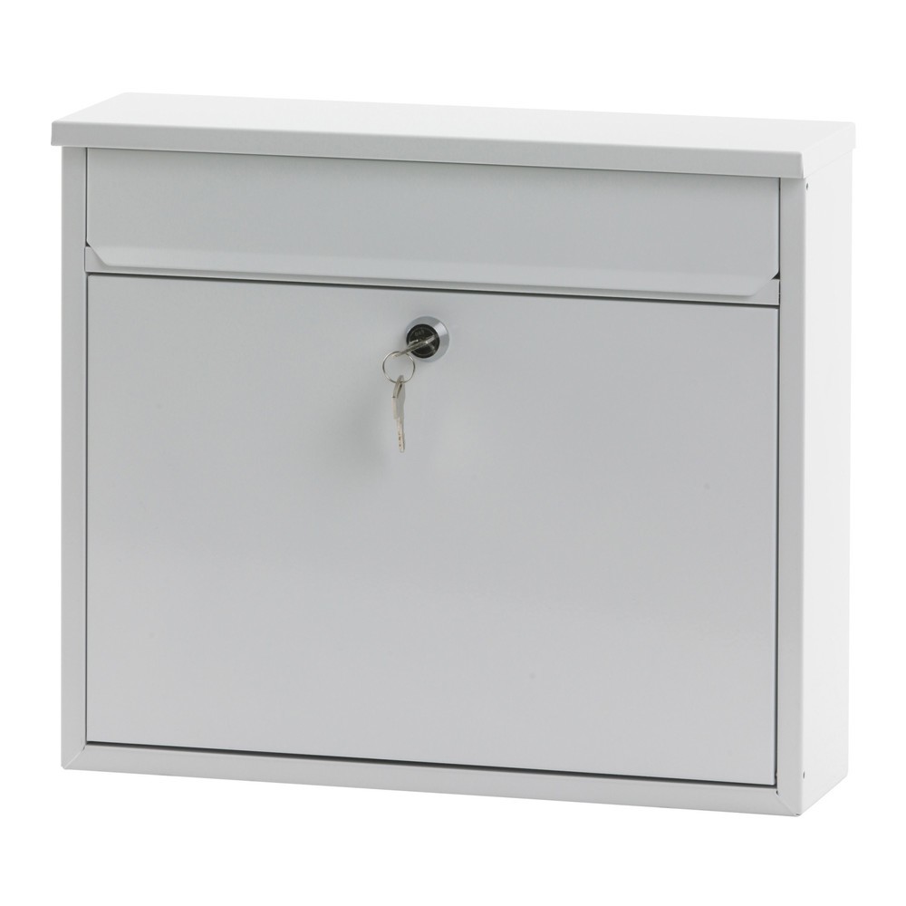 Produktabbildung Nr. 1: Wand-Briefkasten Granadan, mit Zylinderschloss, aus verzinktem Stahl, weiß
