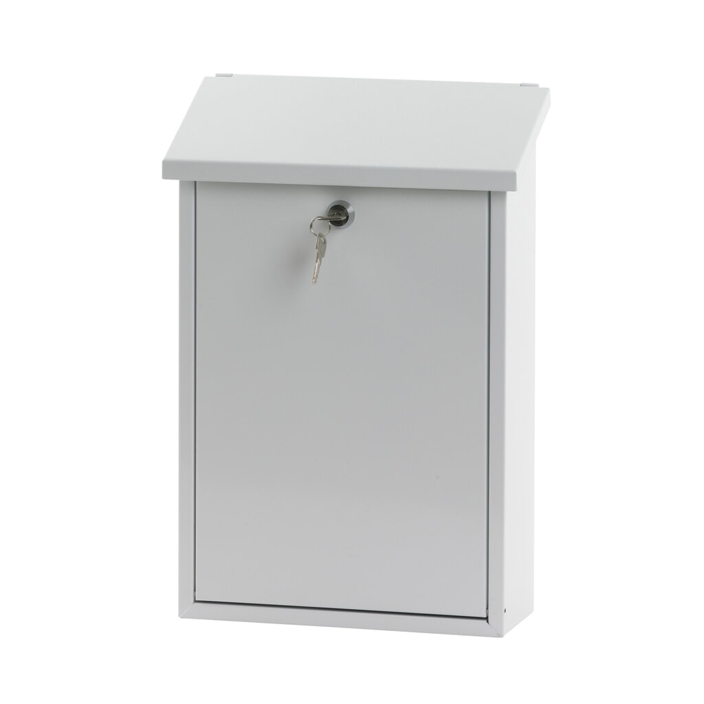 Wandbriefkasten Toledon, mit Zylinderschloss, aus verzinktem Stahl, weiß Produktabbildung Nr. 1: Wandbriefkasten Toledon, mit Zylinderschloss, aus verzinktem Stahl, weiß