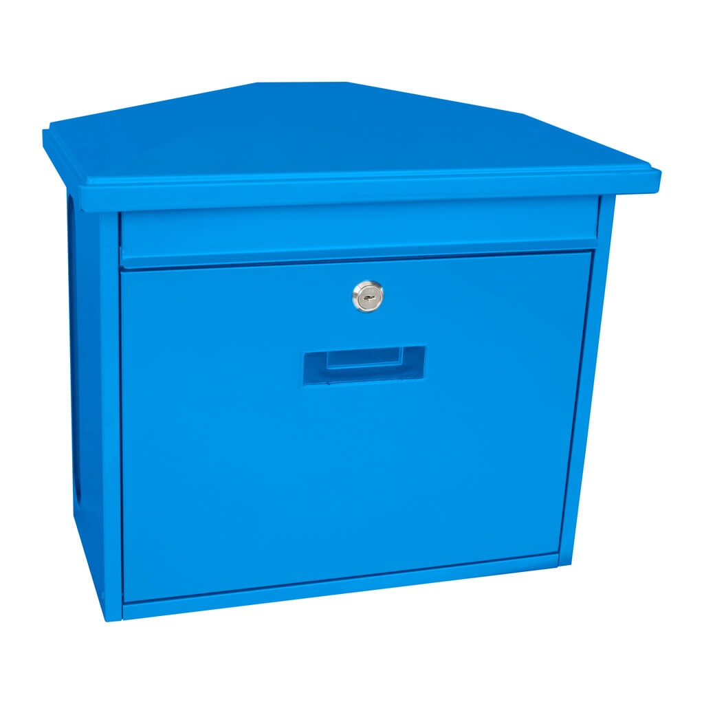 Wandbriefkasten Zamoran, aus verzinktem Stahl, blau Produktabbildung Nr. 1: Wandbriefkasten Zamoran, aus verzinktem Stahl, blau