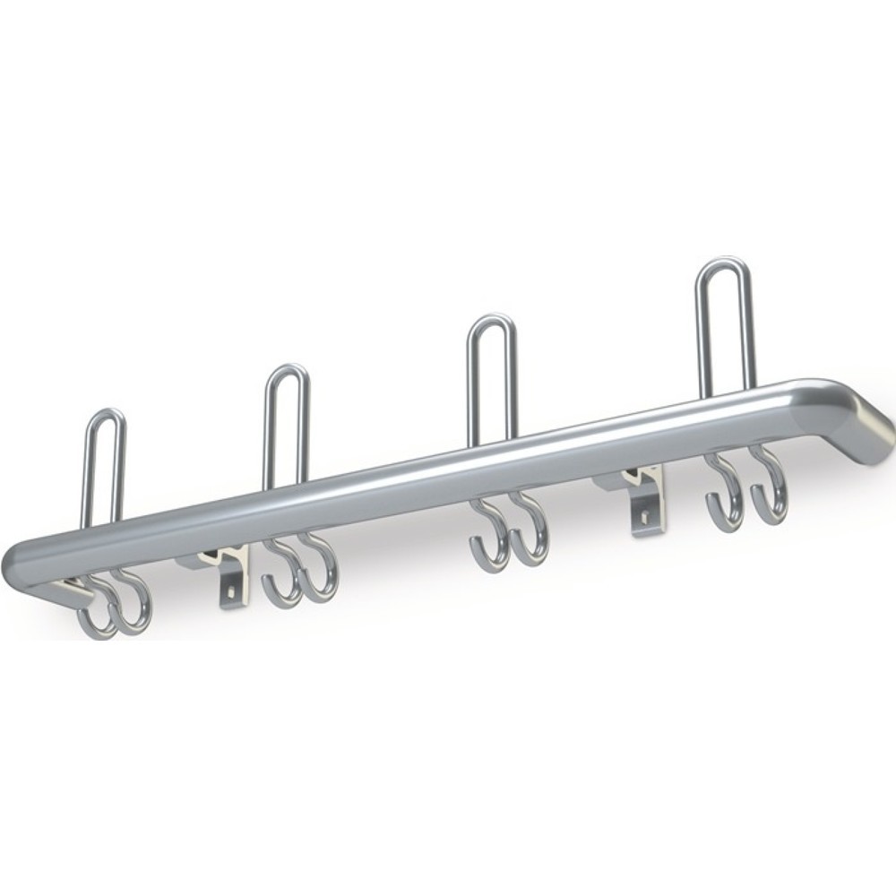 Produktabbildung: Wandgarderobe, 3 Hut-/6 Mantelhaken Länge 600 mm, Aluminium F1 naturfarbig, Hakenabstand 200 mm