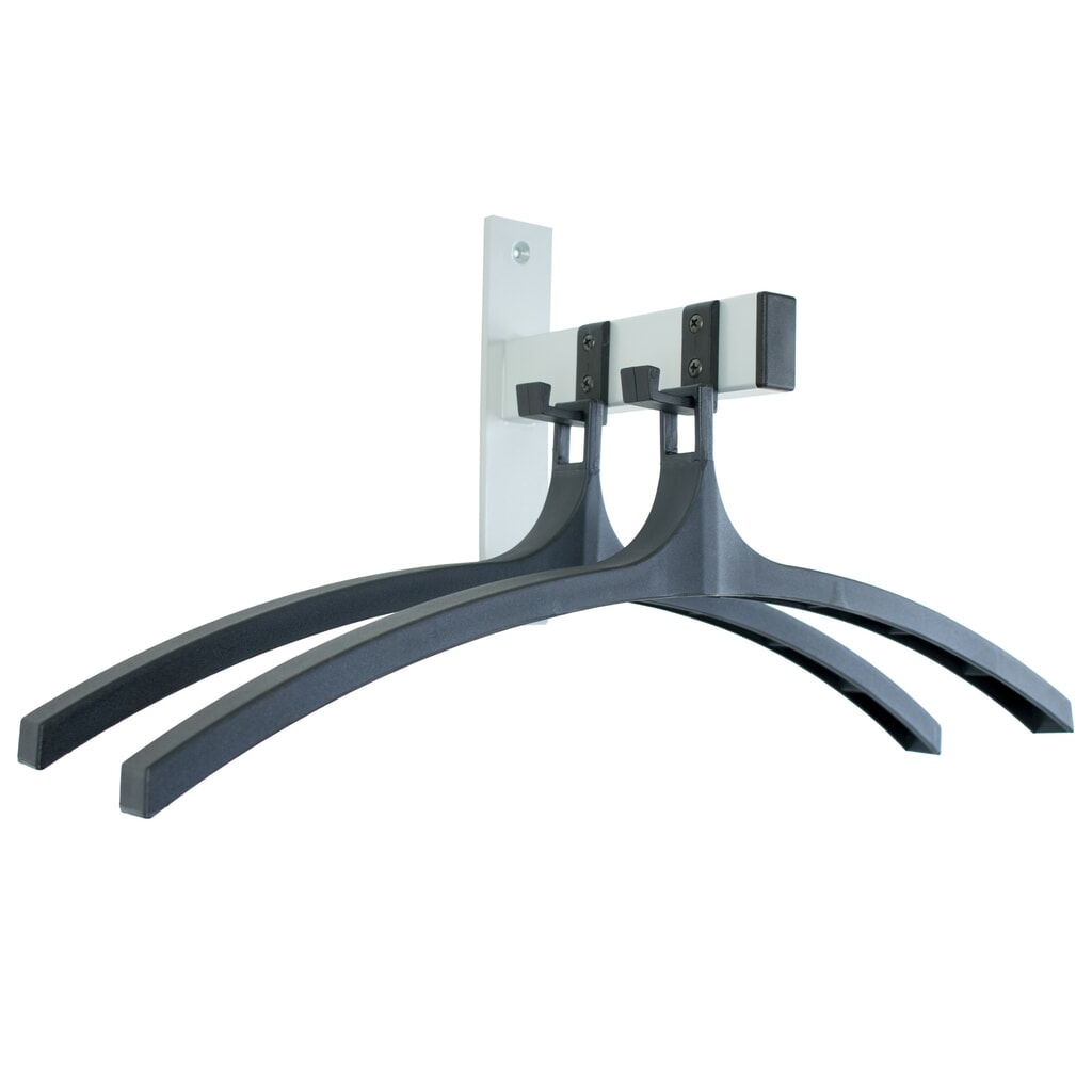 Wandgarderobe HIQ, zum Anschrauben, schwarz, aluminiumgrau, 2 Haken, inklusive 2 Kleiderbügel Produktabbildung Nr. 1: Wandgarderobe HIQ, zum Anschrauben, schwarz, aluminiumgrau, 2 Haken, inklusive 2 Kleiderbügel