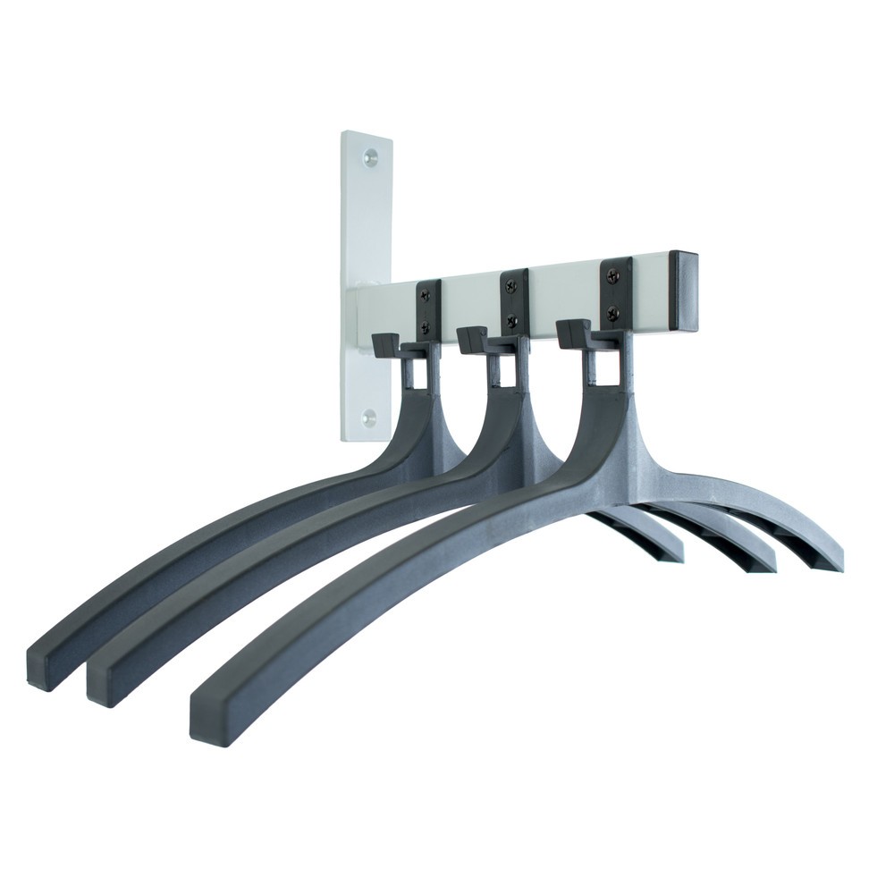 Produktabbildung Nr. 1: Wandgarderobe HIQ, zum Anschrauben, schwarz, aluminiumgrau, 3 Haken, inklusive 3 Kleiderbügel