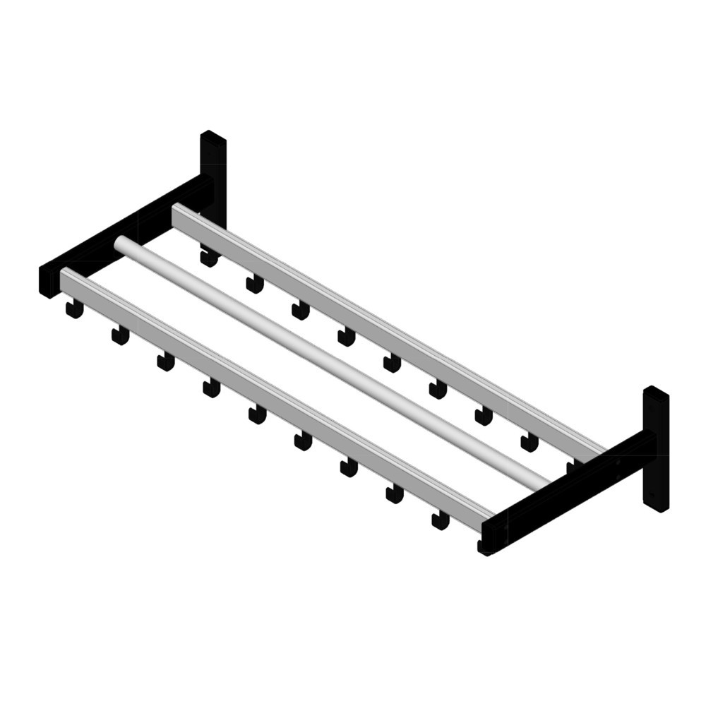 Produktabbildung Nr. 3: Wandgarderobe, zum Anschrauben, 19 Haken, grau, schwarz