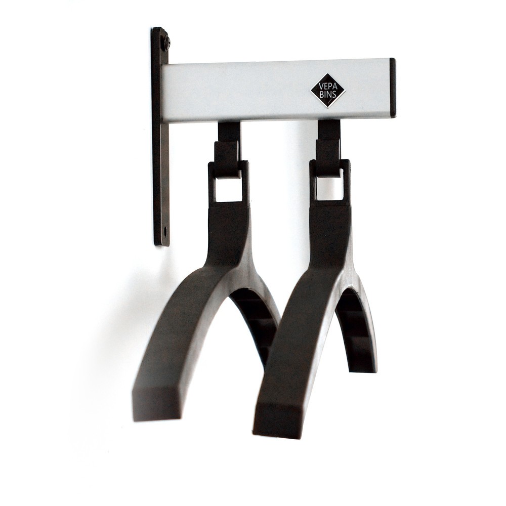 Produktabbildung: Wandgarderobe, zum Anschrauben, 2 Haken, inklusive 2 Kleiderbügel, grau, schwarz