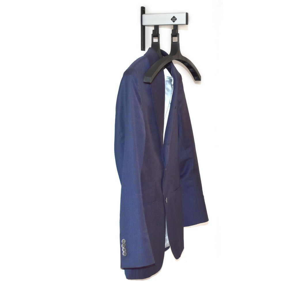 Produktabbildung Nr. 6: Wandgarderobe, zum Anschrauben, 2 Haken, inklusive 2 Kleiderbügel, grau, schwarz