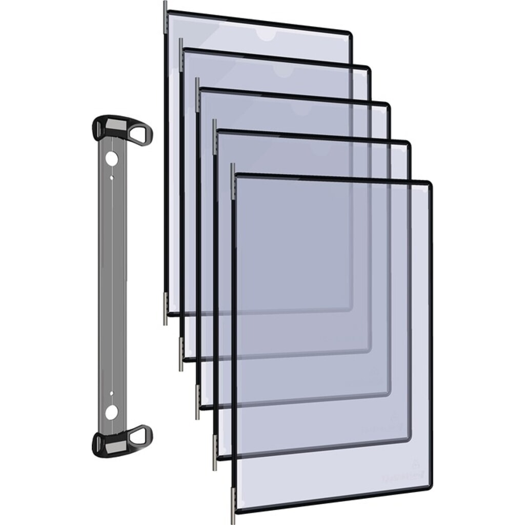 Produktabbildung Nr. 2: Wandhalter, PP schwarz, 5 Sichttafeln, mit Neodym-Magnetf.DIN A4