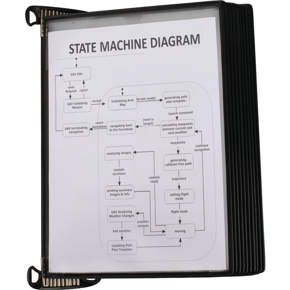 Produktabbildung Nr. 1: Wandhalter, PP schwarz, 10 Sichttafeln, mit Neodym-Magnetf.DIN A4