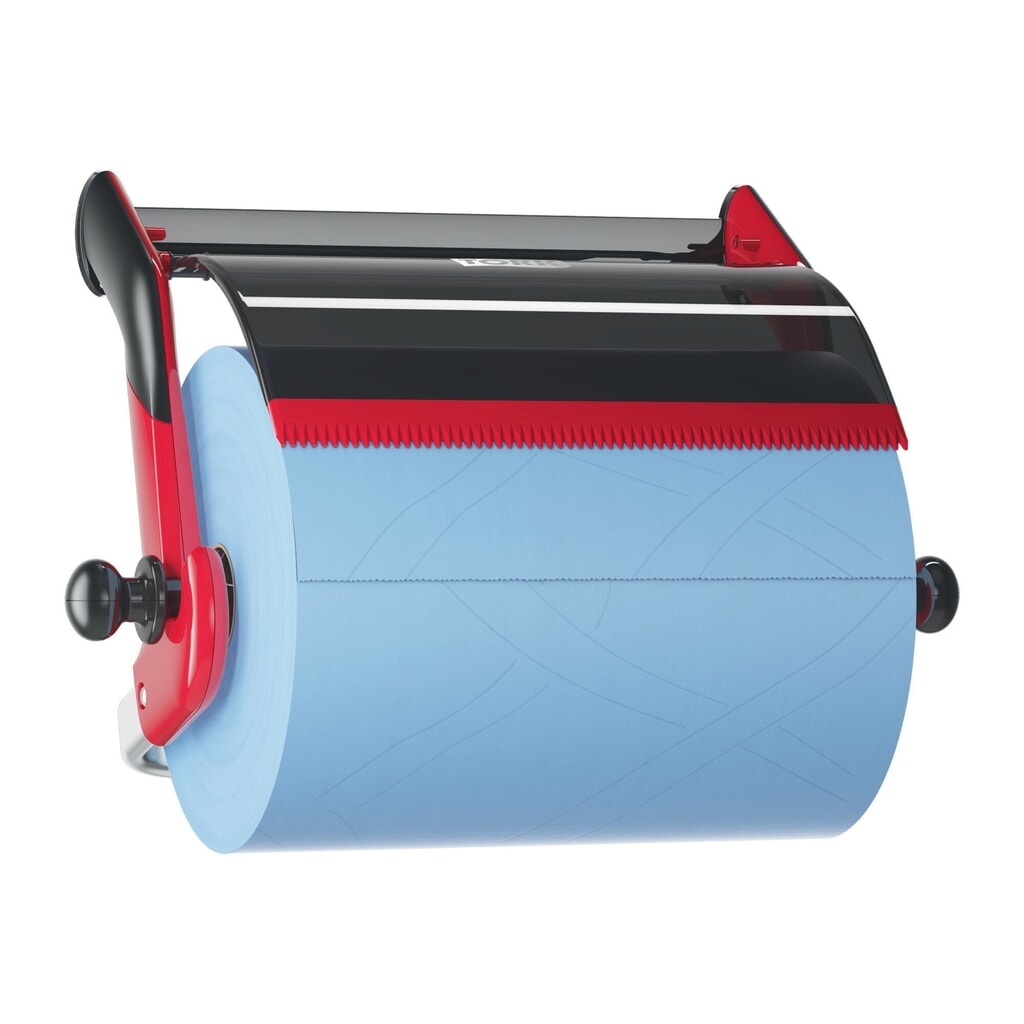 Wandhalter Performance für TORK® Großrollen, rot / schwarz Produktabbildung: Wandhalter Performance für TORK® Großrollen, rot / schwarz