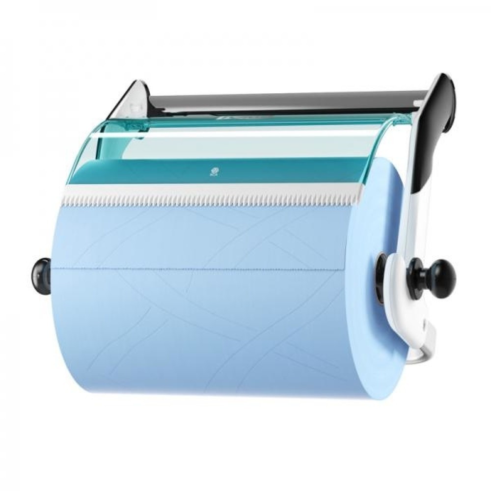 Produktabbildung: TORK® Wandhalter Performance für Großrollen, weiß / türkis