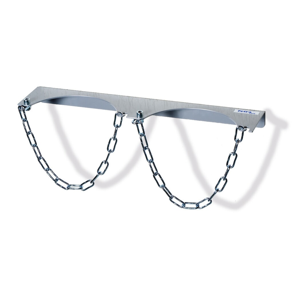Wandhalterung für fetra® 2 Gasflaschen, Kettensicherung, Flaschen-Ø 140 mm Produktabbildung: Wandhalterung für fetra® 2 Gasflaschen, Kettensicherung, Flaschen-Ø 140 mm