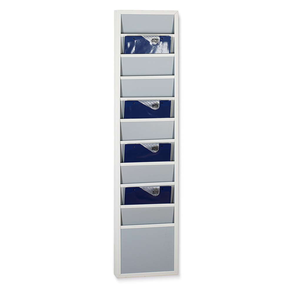 Produktabbildung: Wandtafel aus robustem PP, schmal, HxB 1.304 x 308 mm, mit 10 Schienen