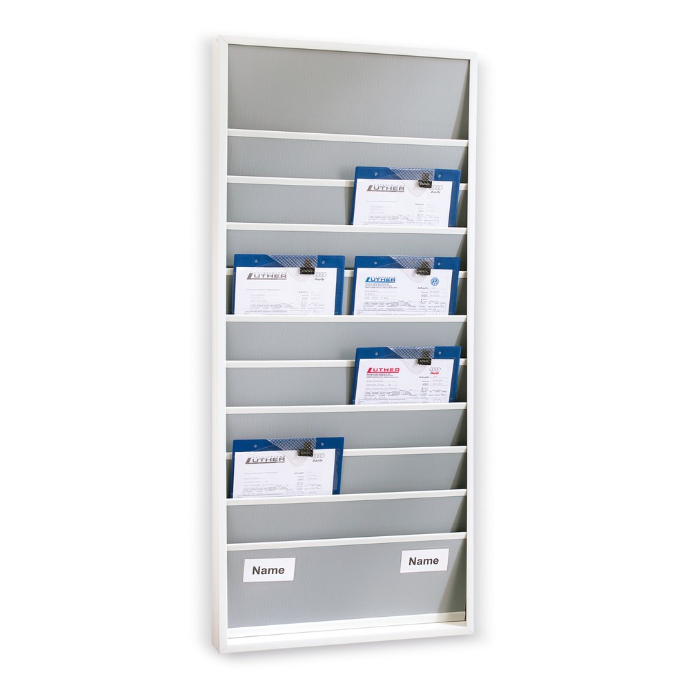 Produktabbildung: Wandtafel aus robustem PP, schmal, HxB 1.765 x 550 mm, mit 15 Schienen