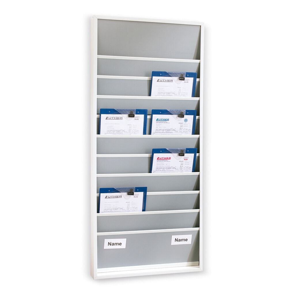 Produktabbildung: Wandtafel aus robustem PP, schmal, HxB 1.285 x 550 mm, mit 10 Schienen