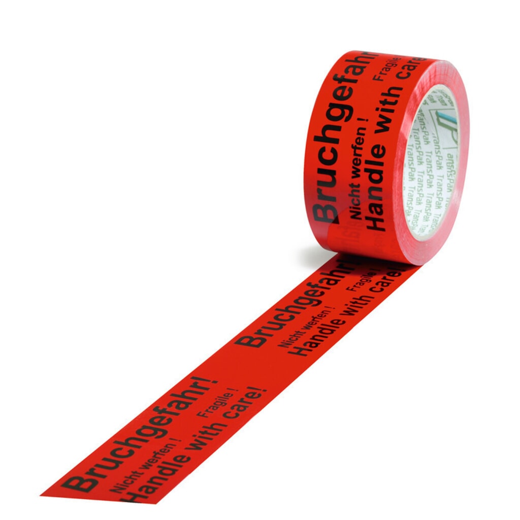 Warn-Klebebänder „Bruchgefahr", PP, 52 µ, BxL 50 mm x 66 lfm, 12 Stk/VE Produktabbildung: Warn-Klebebänder „Bruchgefahr", PP, 52 µ, BxL 50 mm x 66 lfm, 12 Stk/VE