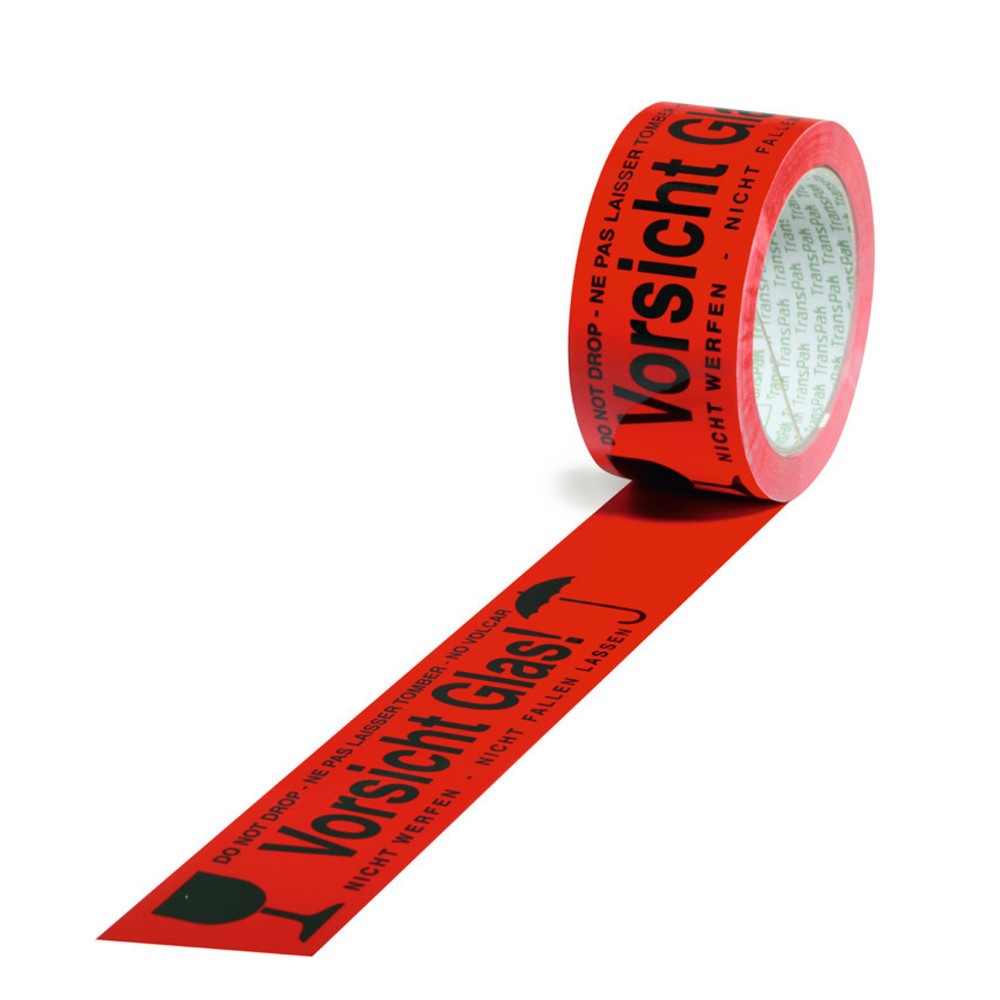 Produktabbildung: Warn-Klebebänder „Vorsicht Glas", PP, 52 µ, BxL 50 mm x 66 lfm, 12 Stk/VE