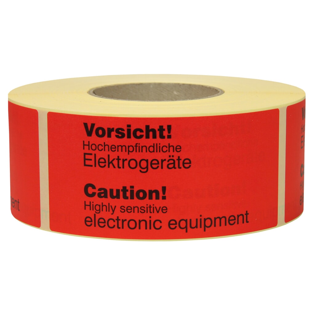 Warnetiketten, 145 x 70 mm, aus Papier, "Sensitive electronic equipment"