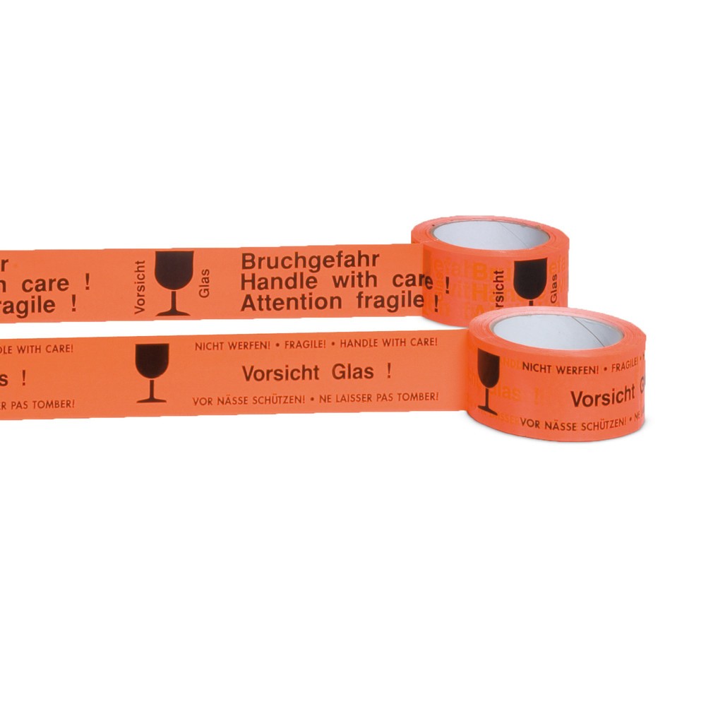 Produktabbildung: Warnklebeband „Vorsicht Bruchgefahr“ aus PP, Bandbreite 48 mm