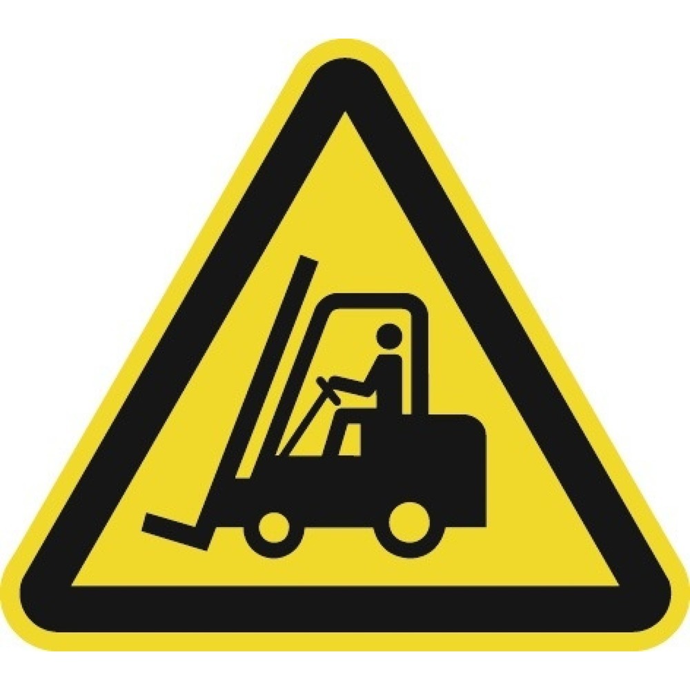 Produktabbildung: Warnzeichen ASR A1.3/DIN EN ISO 7010, Warnung vor Flurförderzeugen, 200 mm, Folie