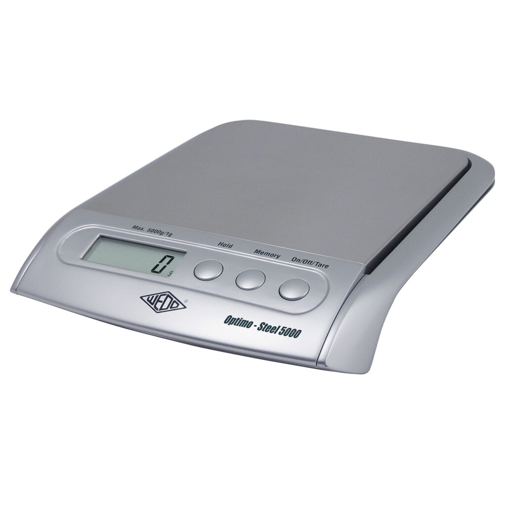 WEDO® Briefwaage Optimo Steel 5000, TK 5 kg, Ziffernschritt 1g Produktabbildung: WEDO® Briefwaage Optimo Steel 5000, TK 5 kg, Ziffernschritt 1g