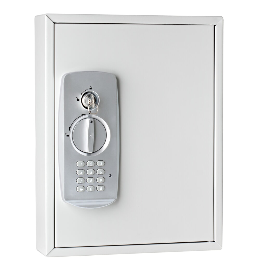 WEDO® Schlüsselschrank mit elektronischem Drehzahlenschloss, für 21 Schlüssel, lichtgrau Produktabbildung: WEDO® Schlüsselschrank mit elektronischem Drehzahlenschloss, für 21 Schlüssel, lichtgrau