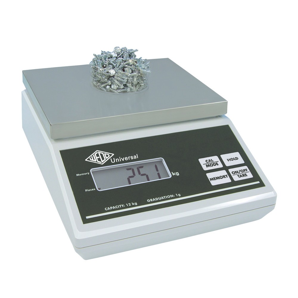 Produktabbildung: WEDO® Wiege- und Zählwaage Universal, TK 12 kg, Ziffernschritt 1g