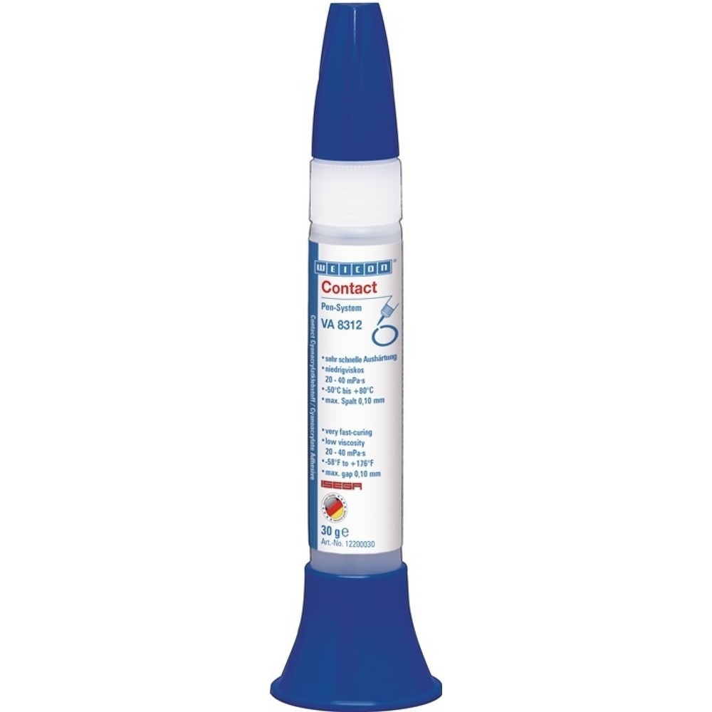 Produktabbildung: WEICON Cyanacrylatklebstoff Contact VA 8312, ISEGA, 30 g, Pen-System, farblos